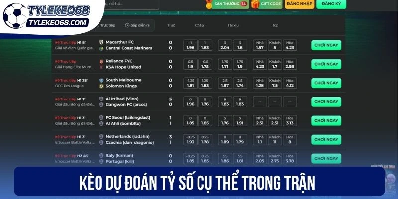Kèo dự đoán tỷ số cụ thể trong trận