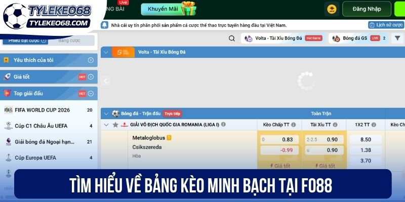 Fo88 - Sân Chơi Cung Cấp Kèo Bóng Đá Số 1 Việt Nam 3 Tìm hiểu về bảng kèo minh bạch tại Fo88
