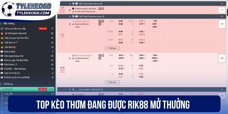 Rik88 - Thương Hiệu Thể Thao Hàng Đầu, Tỷ Lệ Kèo Cạnh Tranh 3 Top kèo thơm đang được Rik88 mở thưởng